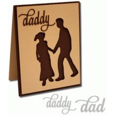 father and girl silhouette a2 card