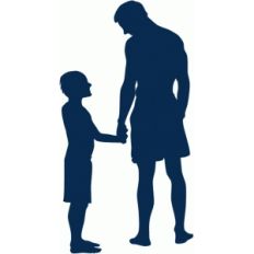 father and son holding hands silhouette
