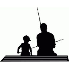 father and son fishing  silhouette