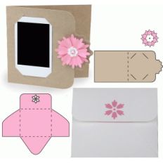 instant photo floral card and envelope