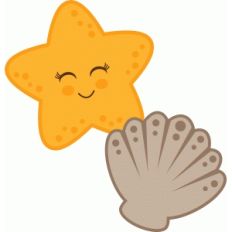 cute starfish and seashell