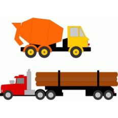 trucks concrete mixer and logging