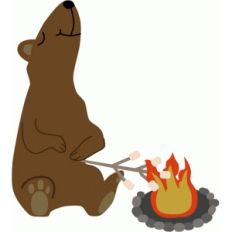 bear roasting marshmallows