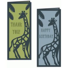 giraffe folded birthday and thank you card set