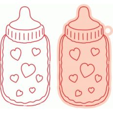 baby bottle sketch and tag