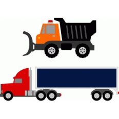 trucks snow plow and eighteen wheeler