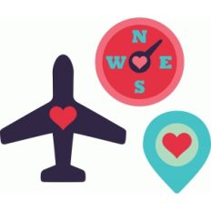 travel icons: airplane and compass