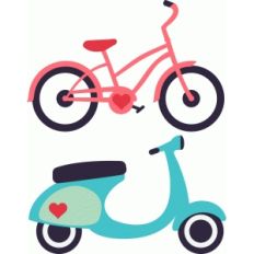 travel icons: bike and vespa