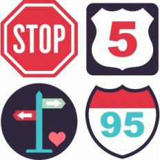 travel icons: road signs