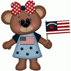 patriotic girl bear holding flag pnc