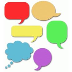 six speech bubbles