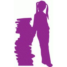 girl leaning on books