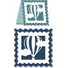 hot air balloon stamp card and label