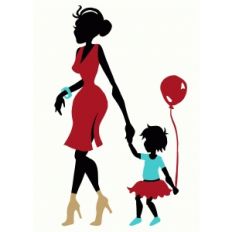 trendy mom and child