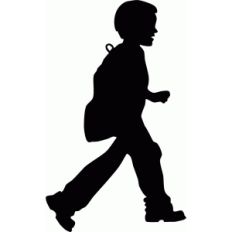 boy with backpack silhouette