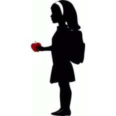 girl with backpack silhouette