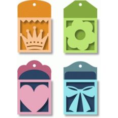 pocket tags - crown, flower, heart, ribbon