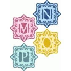damask flourish monogram m-p