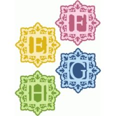 damask flourish monogram e-h