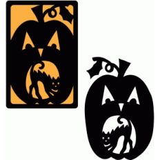 cat jack-o-lantern card