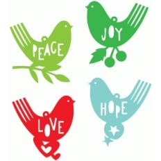 peace joy hope love bird ornaments set