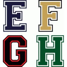 varsity alphabet  e – h