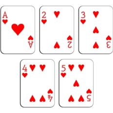 playing cards - hearts a-5