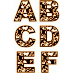 damask alphabet a-f