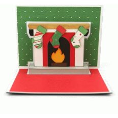 3d christmas fireplace pop up card