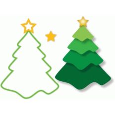 outline christmas tree and layered tree
