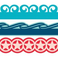 3 wave and star borders