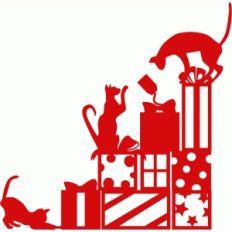 cats on stack of presents