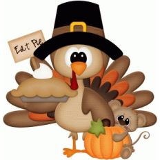 turkey and mouse holding sign eat pie pnc