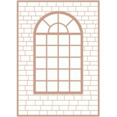 window frame brick wall background