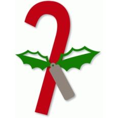 candy cane w/holly and tag
