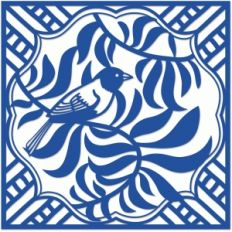 delft inspired bird tile papercut