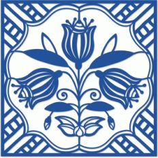 delft inspired leaf tile papercut