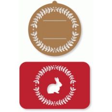 bunny wreath card and label