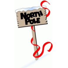north pole sign w/ribbon