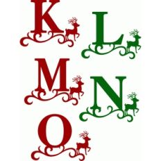 christmas reindeer alphabet k-o