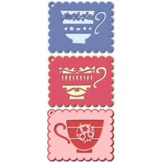 set of layered tea cup gift tags or labels