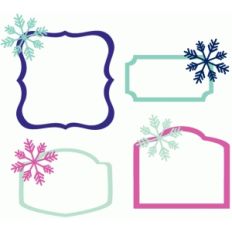 set of 4 snowflake labels