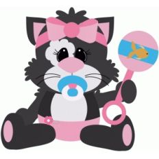 baby cat holding rattle