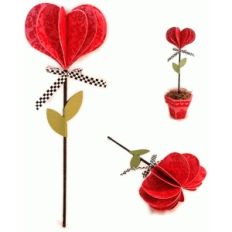 heart 3d puffy flower slice form