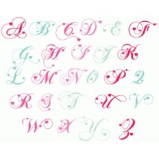 heart fancy monogram alphabet