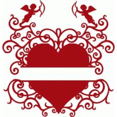 split heart title with cupids