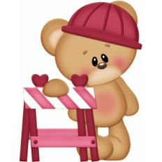 valentine bear w construction barrier pnc