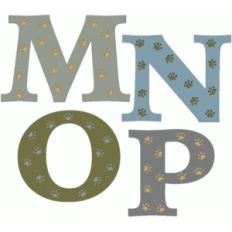 doggy paw print alphabet m-p