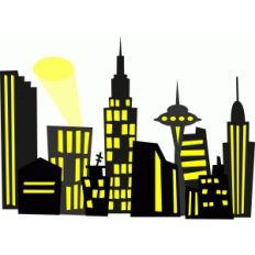 city skyline with spotlight