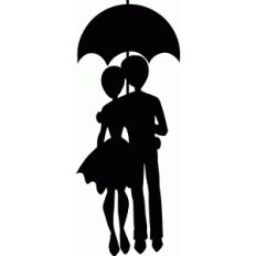 couple strolling with umbrella